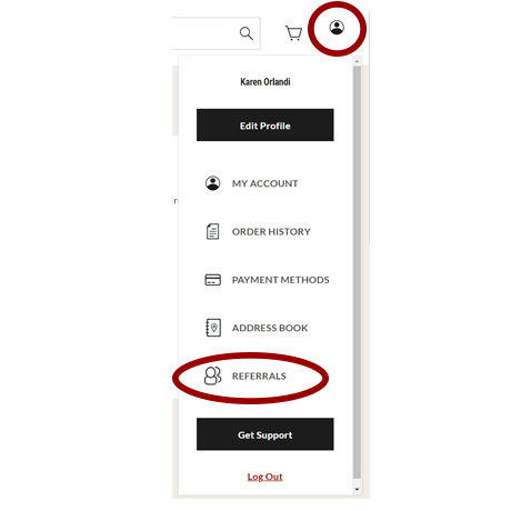 my account menu referrals